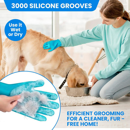 8PCS Pet Grooming & Washing Kit for Dogs & Cats, Dog Bathing Supplies Silicone Dog Washing Gloves, Shampoo Brush,Dog Scrubber for Bath Shedding, Cleaning & Massage
