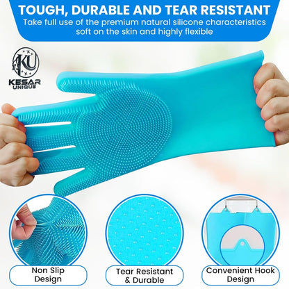 8PCS Pet Grooming & Washing Kit for Dogs & Cats, Dog Bathing Supplies Silicone Dog Washing Gloves, Shampoo Brush,Dog Scrubber for Bath Shedding, Cleaning & Massage