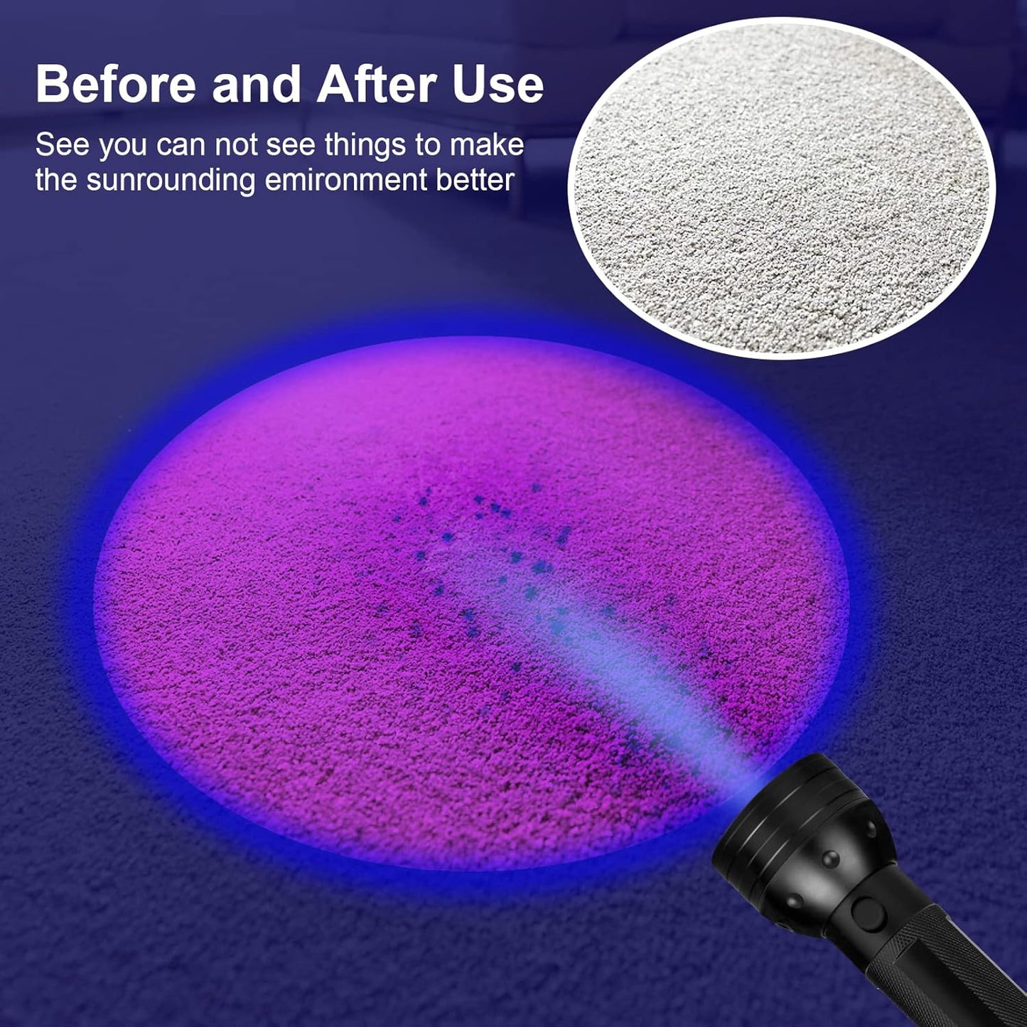 Black Light UV Flashlight, 51 LED Blacklight Flashlights 395 Nm Pet Urine Detector with 3 Pack AA Batteries for Cat Urine, Stains, Bed Bug (51 LED-2 Pack)